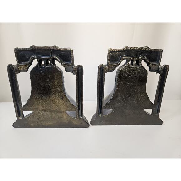 Vintage SCC 1974 Liberty Bell Bookends Brass 6" Tall Marked USA - Picture 7 of 12